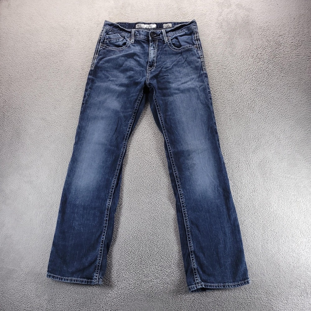 BKE Jeans Mens 33x32 Blue Jake Straight Faded Dark Wash Comfort Preppy FBM1504